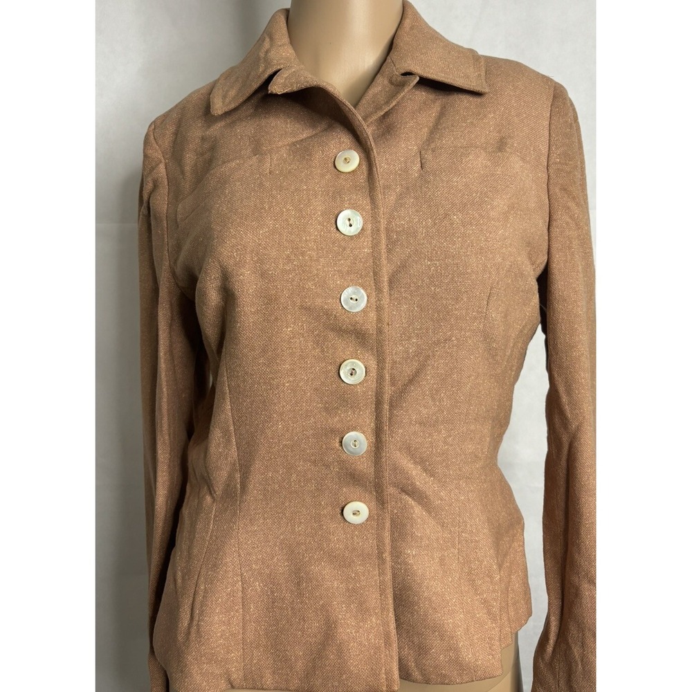 1940s Blazer Womens *XS S Fitted Jacket Peach Wool Lined Union Made True Vintage